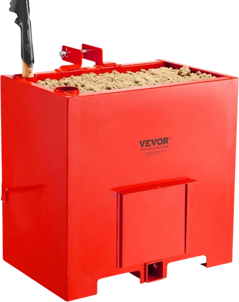 VEVOR Ballast Box, 3-Point Category 1 Tractor Ballast of 800 lbs Capacity, with Standard 2 Inch Hitch Receiver, Heavy-Duty Steel 5 ft³ Large Volume Durable Loader Attachment with Sliding Door, Red