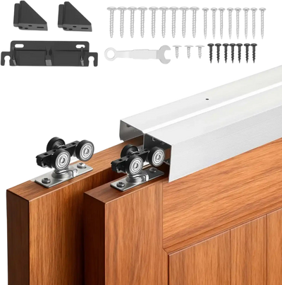 Vevor Bypass Sliding Door Hardware Kit 4' Dual-Track Aluminum Alloy for Closet New