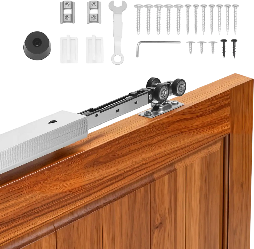 VEVOR Sliding Pocket Door Hardware Track Kit, 44.69" Pocket Door Track Kit with Soft Close Mechanism for Smooth and Quiet Sliding, Easy to Install, for 1" to 1 3/4" Thickness 24" Width Single Door