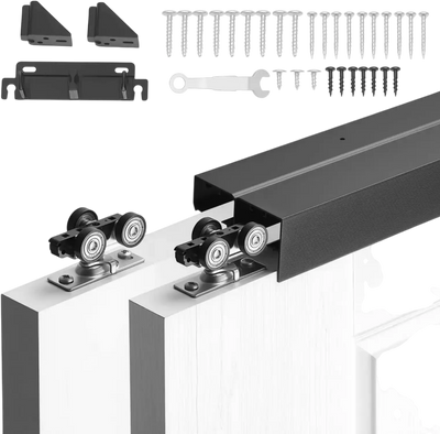 Vevor Bypass Sliding Door Hardware Kit Dual-Track 5' Aluminum Alloy for 2 Closet Doors New