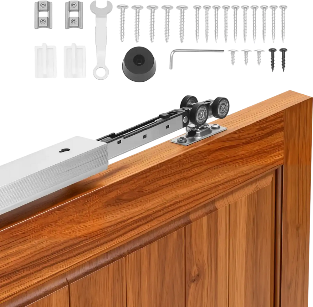 VEVOR Sliding Pocket Door Hardware Track Kit, 68.74" Pocket Door Track Kit with Soft Close Mechanism for Smooth and Quiet Sliding, Easy to Install, for 1" to 1 3/4" Thickness 36" Width Single Door