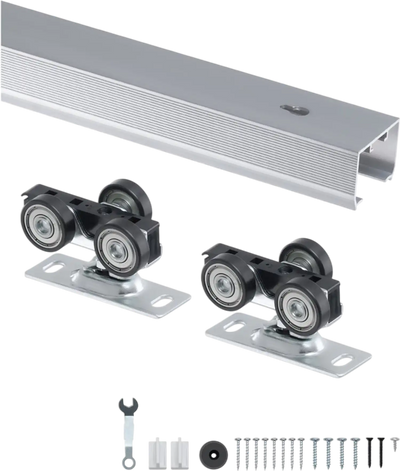 VEVOR Sliding Pocket Door Hardware Track Kit, 4.73 ft Heavy Duty Pocket Door Hardware Kit, Commercial Grade Pocket Door Hardware and Track Set for 24
