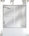 VEVOR Bathtub Shower Door 60" W x 60" H Semi-Frameless Bypass Sliding Doors, 1/4" Clear Tempered Glass, Aluminum Slim Frame, Double Sliding Tub Shower Doors with 2 Stainless Steel Handles, Silver