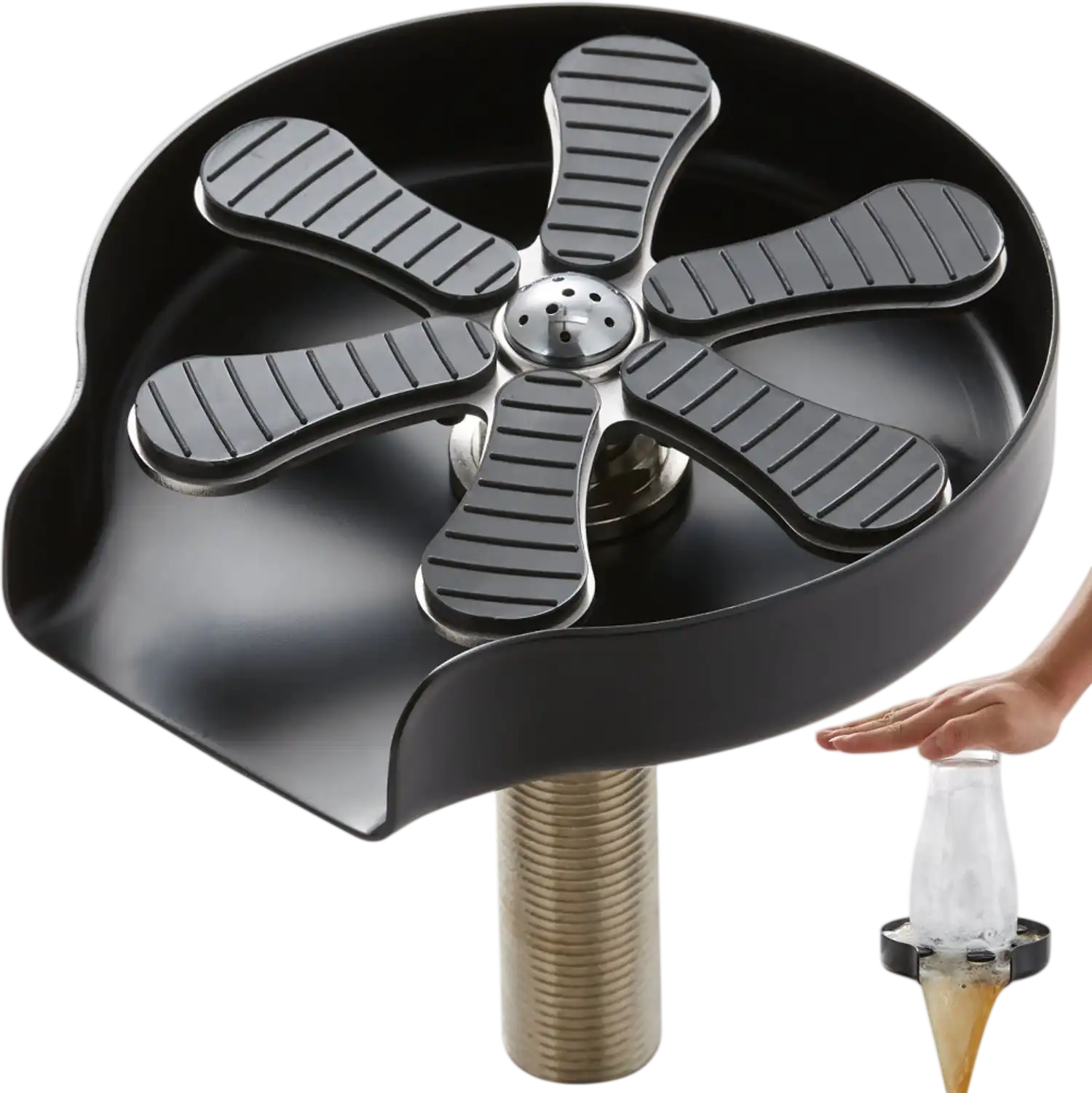 Vevor Glass Rinser 10-Jet 360° Rotating Cup Washer Matte Black New