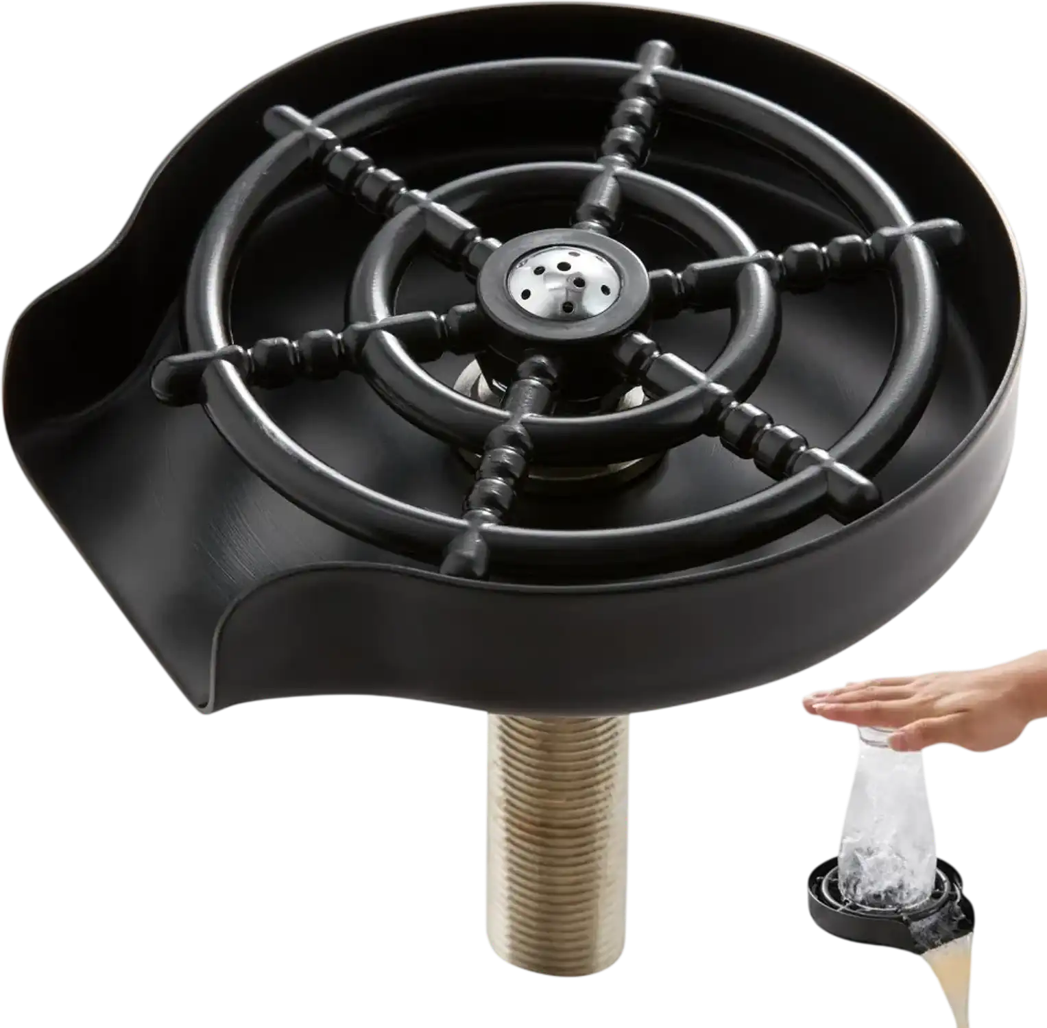 Vevor Glass Rinser 10-Jet 360° Rotating Sink Cup Washer Matte Black New