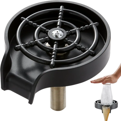 Vevor Glass Rinser 10-Jet 360° Rotating Cup Washer for Sink Black New