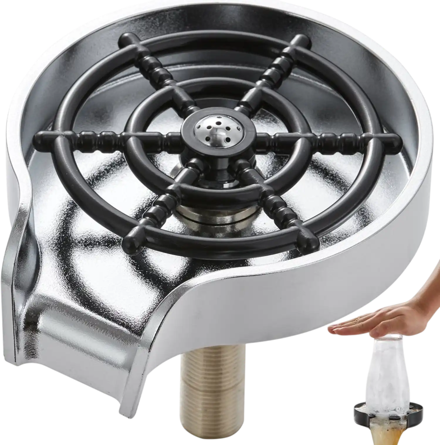 Vevor Glass Rinser 360° Rotating 10-Jet Cup Washer for Sink New