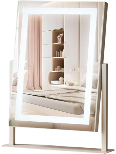 VEVOR Vanity Mirror with Lights, Three Color Lighting Modes, Lighted Makeup LED Mirror, and 5X Magnification Mirror, Smart Touch Control, 360°Rotation (16.1x11.8 in, White)