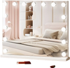 VEVOR Hollywood Vanity Mirror With Lights,15 Dimmable Bulbs &3 Color Lighting Modes, Makeup Mirror w/ Detachable 5X Magnification,USB Port,Smart Touch Control,Desktop Wall-mount(22.8x18.1 in, White)