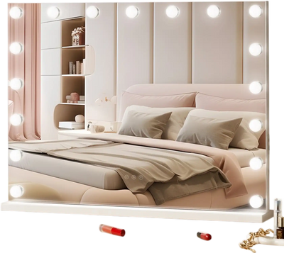VEVOR Hollywood Vanity Mirror With Lights, Dimmable Bulbs &3 Color Lighting Modes, Makeup Mirror w/ Detachable 5X Magnification,USB Port,Type C,Smart Touch Control,Desktop Wall-mount( 31.5x23.6in, White)