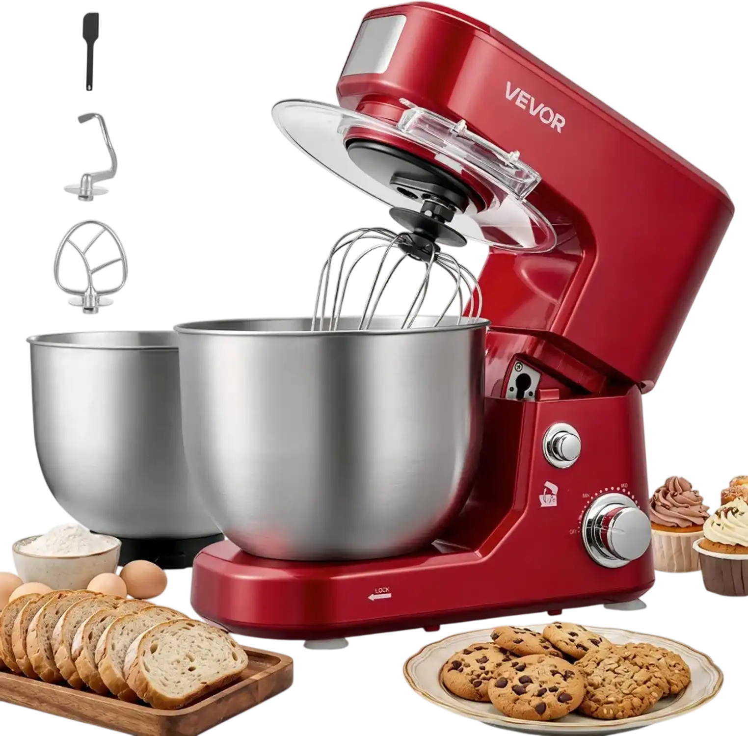 Vevor Stand Mixer 5.3 + 4.2 Qt Tilt-Head 400W Electric Dough Mixer New