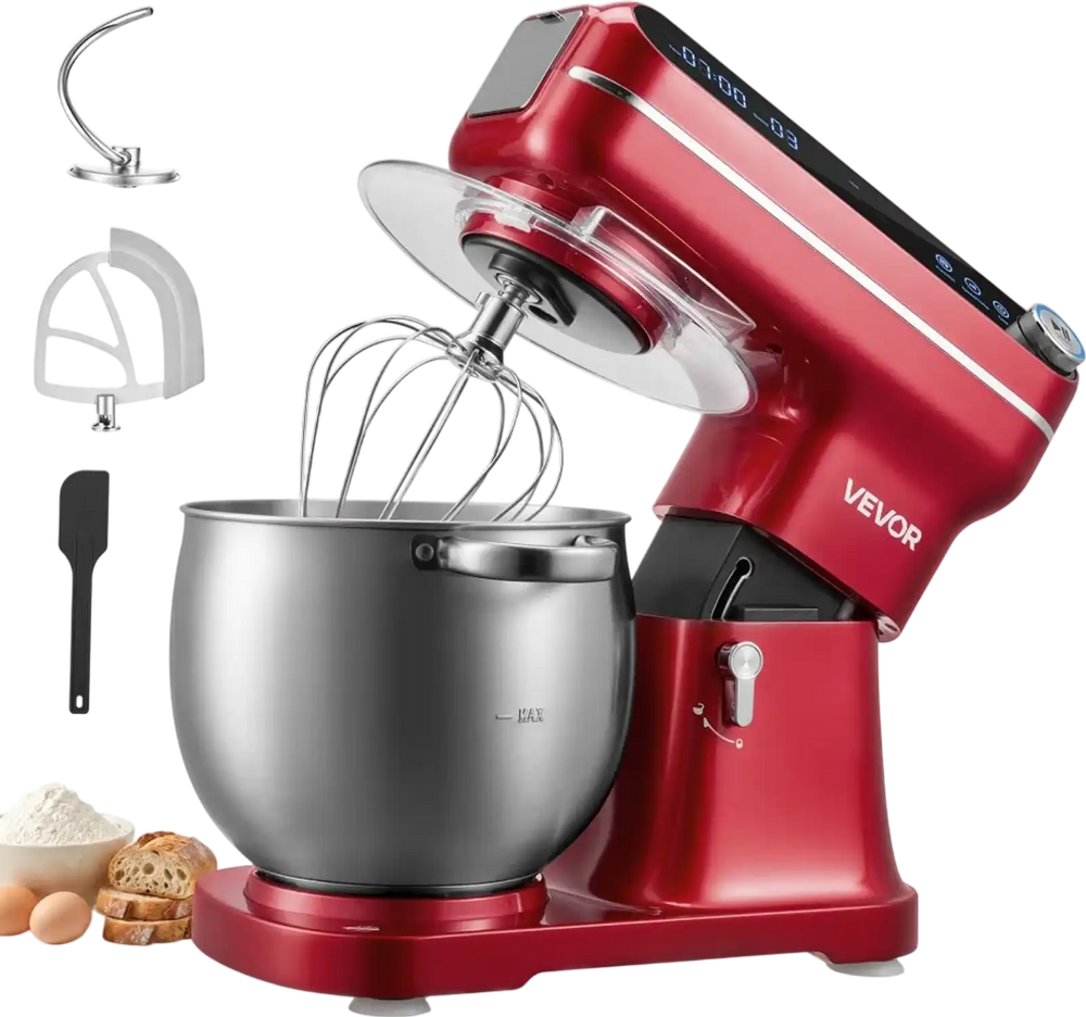 VEVOR 7.4 Qt Tilt Head Stand Mixer 500W Electric Dough Mixer, 12 Speeds Food Kitchen Mixer with Stainless Steel Bowl, Splash Guard, Dough Hook, Whisk, Beater, for Baking Mixing
