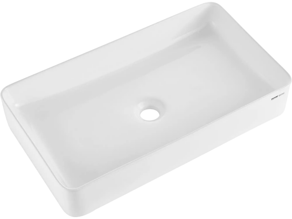 VEVOR Rectangle Vessel Sink, 24" x 13.8" Bathroom Vessel Sink Countertop, White Ceramic Bathroom Sinks Above Counter, Modern Style, Bright and Elegant, Well-Packaged for Bathroom, Hotel, Toilet, RV