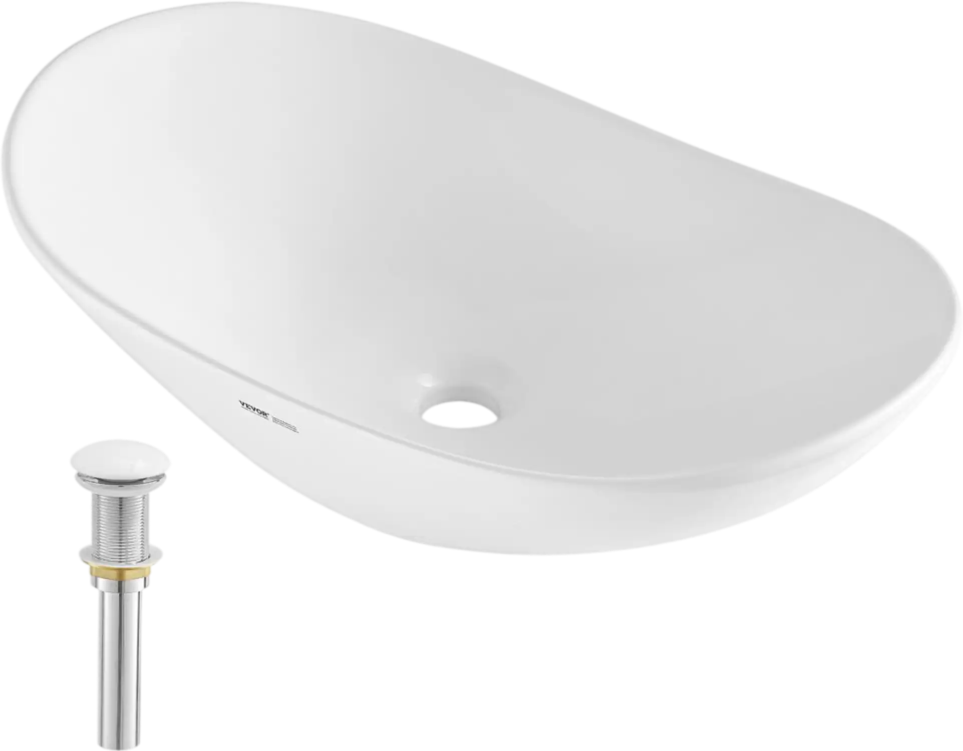 Vevor Vessel Sink White Oval Ceramic Bathroom Vanity Bowl 23.3