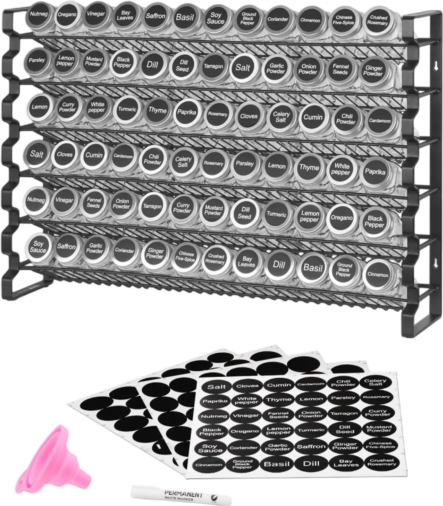 Vevor Spice Rack Organizer 6-Tier 72-Jar Wall-Mounted Cabinet Storage Set New
