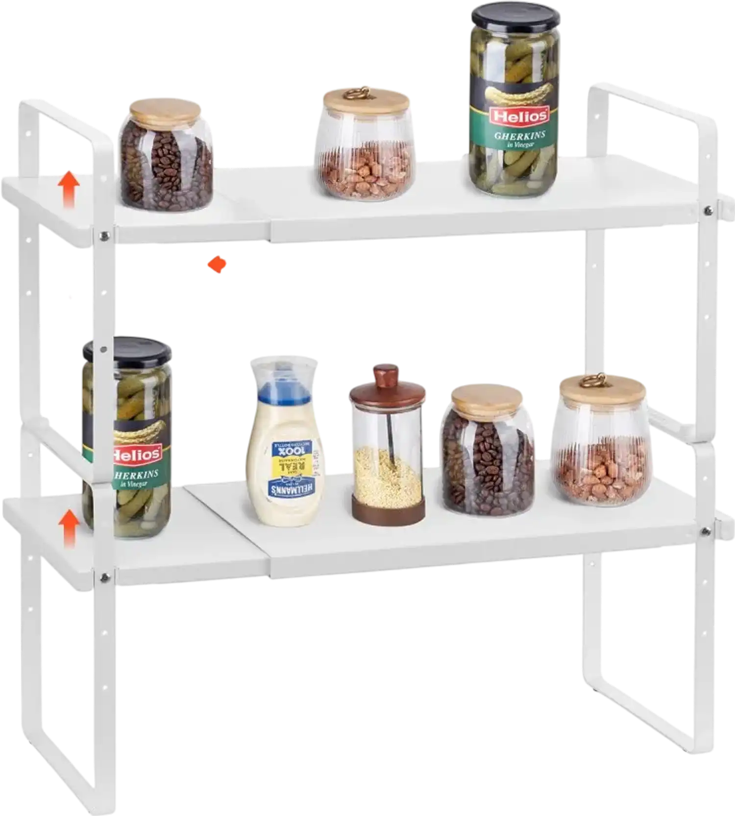 Vevor Cabinet Organizer Shelf Adjustable 2-Tier Countertop Storage Rack White New