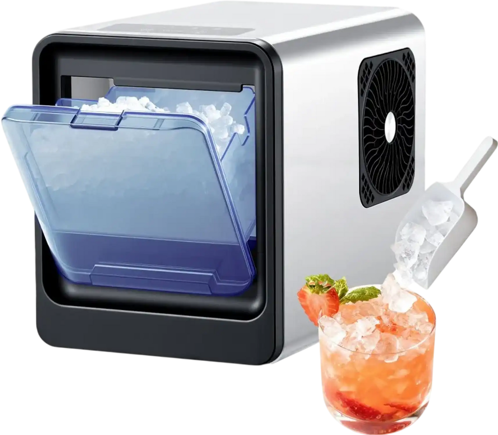 VEVOR Countertop Ice Maker, 33 lbs per Day, Self-Cleaning Portable Machine with Scoop, Drawer-Style Ice Access, Nugget Ice-Making Machine with Chewable Ices for Home, Kitchen, Office, Bar & Party