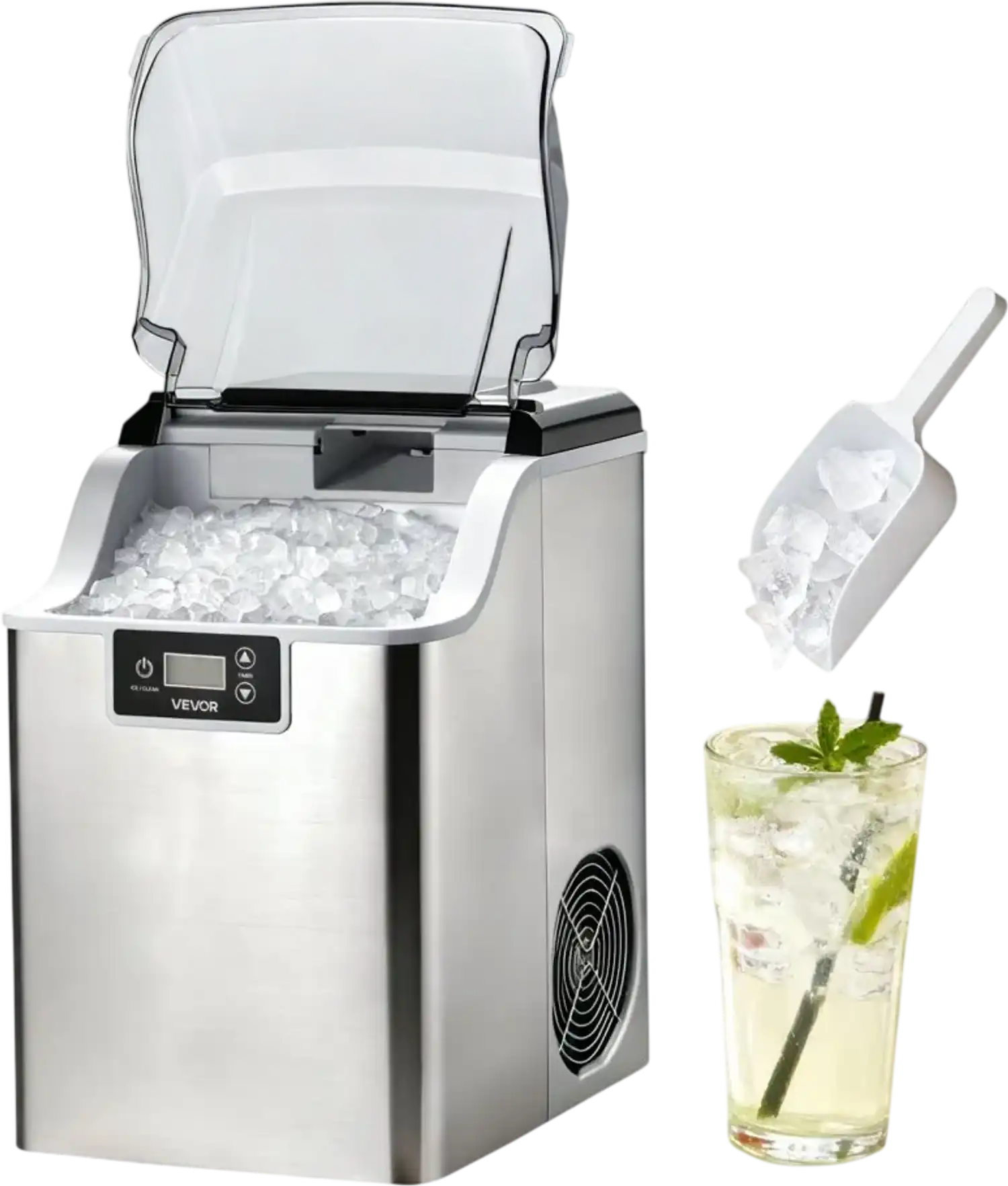 Vevor Ice Maker Countertop Nugget Ice Machine 44 lbs/Day Self-Cleaning Portable New