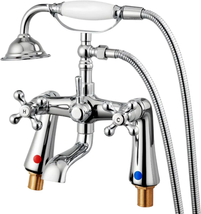 VEVOR Clawfoot Tub Faucet, Deck Mount Bathtub Faucets with Handheld Shower, Vintage Polished Chrome Clawfoot Tub Filler Faucet Shower Kit with 360° Rotation Spout & 59-inch Long Hose for Bathtubs