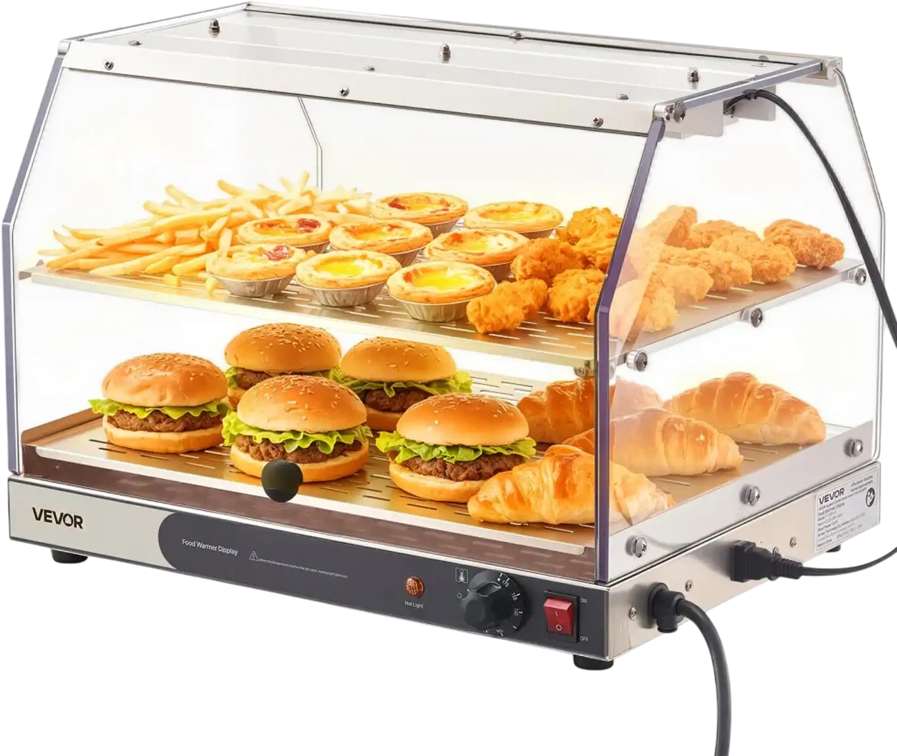 Vevor Food Warmer Display 2-Tier 48L Countertop Commercial Merchandiser New