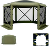 VEVOR Pop up Gazebo Screen Tent, 12 x 12 ft Large 6-Sided Camping Canopy Tent with Removable Top & Carry Bag, Quick-Set & Bite-Proof, Screen House Sun Shelter for 8-10 Persons Backyard Patio, Green