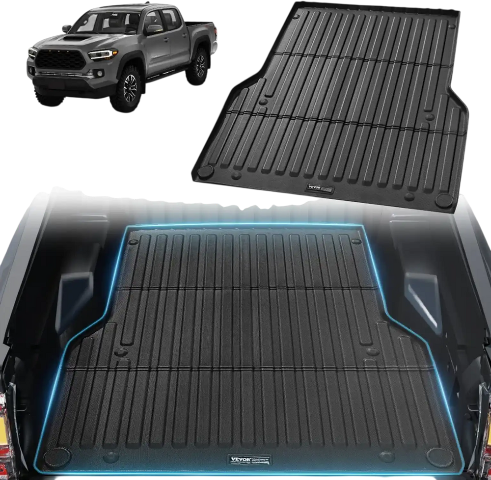 VEVOR Truck Bed Mat, Compatible with 2005-2023 Toyota Tacoma, TPE Truck Bed Liner Mat Fits for 5 FT Bed, Thick and Heavy-Duty Bed Mat Car Accessories for All-Weather Protection, Prevent Slipping