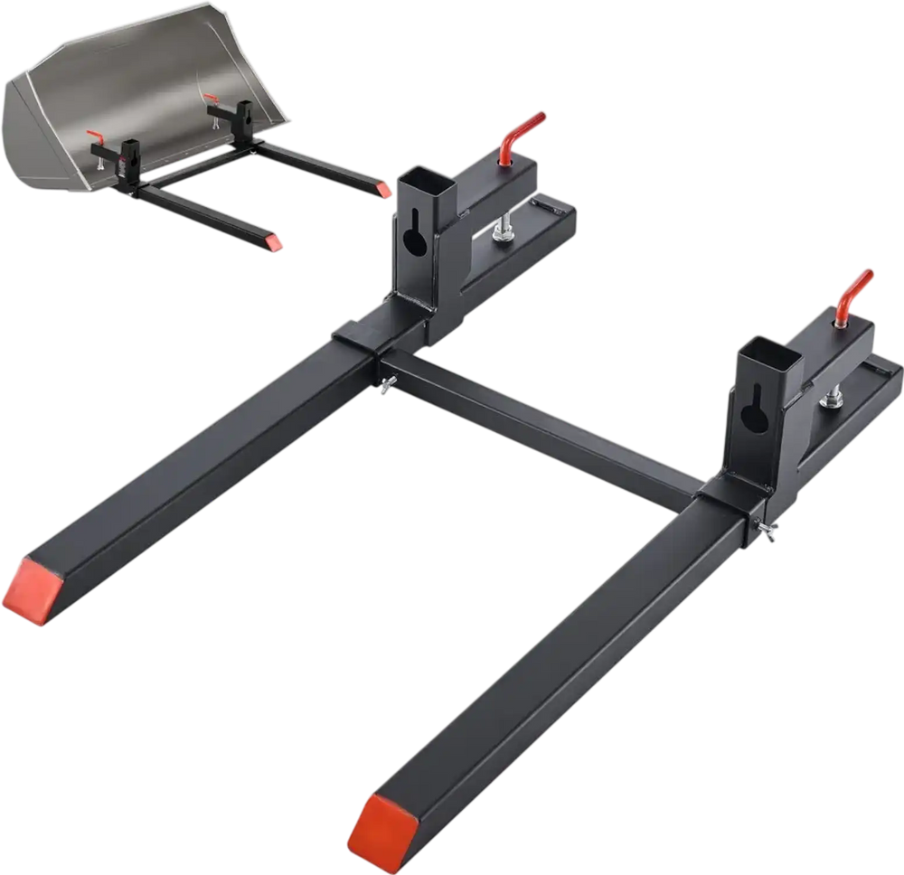 VEVOR Pallet Forks, 2000 lbs Clamp on Pallet Forks, 43-Inch Total Length Heavy-Duty Tractor Fork with Adjustable Stabilizer Bar for Tractor Attachments, Loader Bucket, and Skid Steer, Black