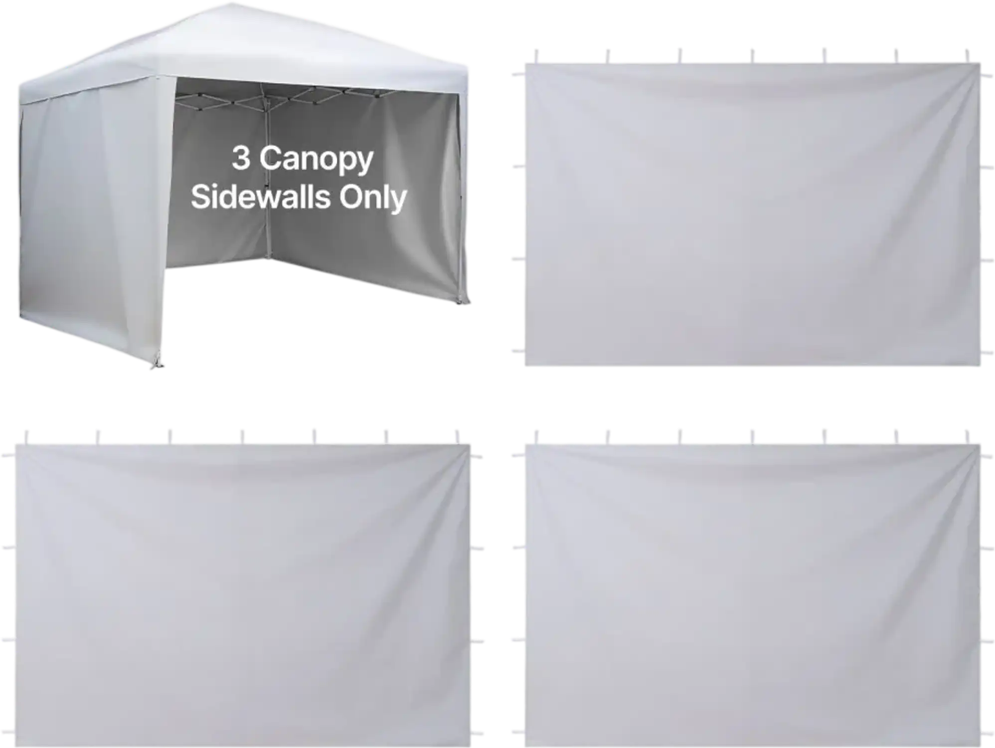 Vevor Canopy Sidewalls 10' x 10' Pop-Up Tent Side Wall Panels White 3-Piece Set New