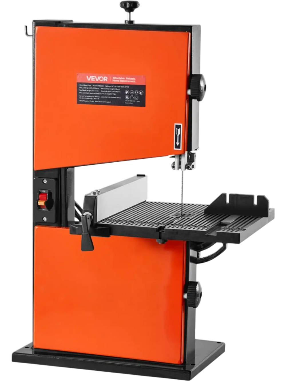 VEVOR Band Saw, 9-Inch, Woodworking Benchtop Bandsaw with 1/2 HP Motor, 3.5-Inch Max Cutting Height, 11.8 x 11.8 in Cast Aluminum Table, 0-45° Tilting Range, with Miter Gauge, Fence, for Woodworking