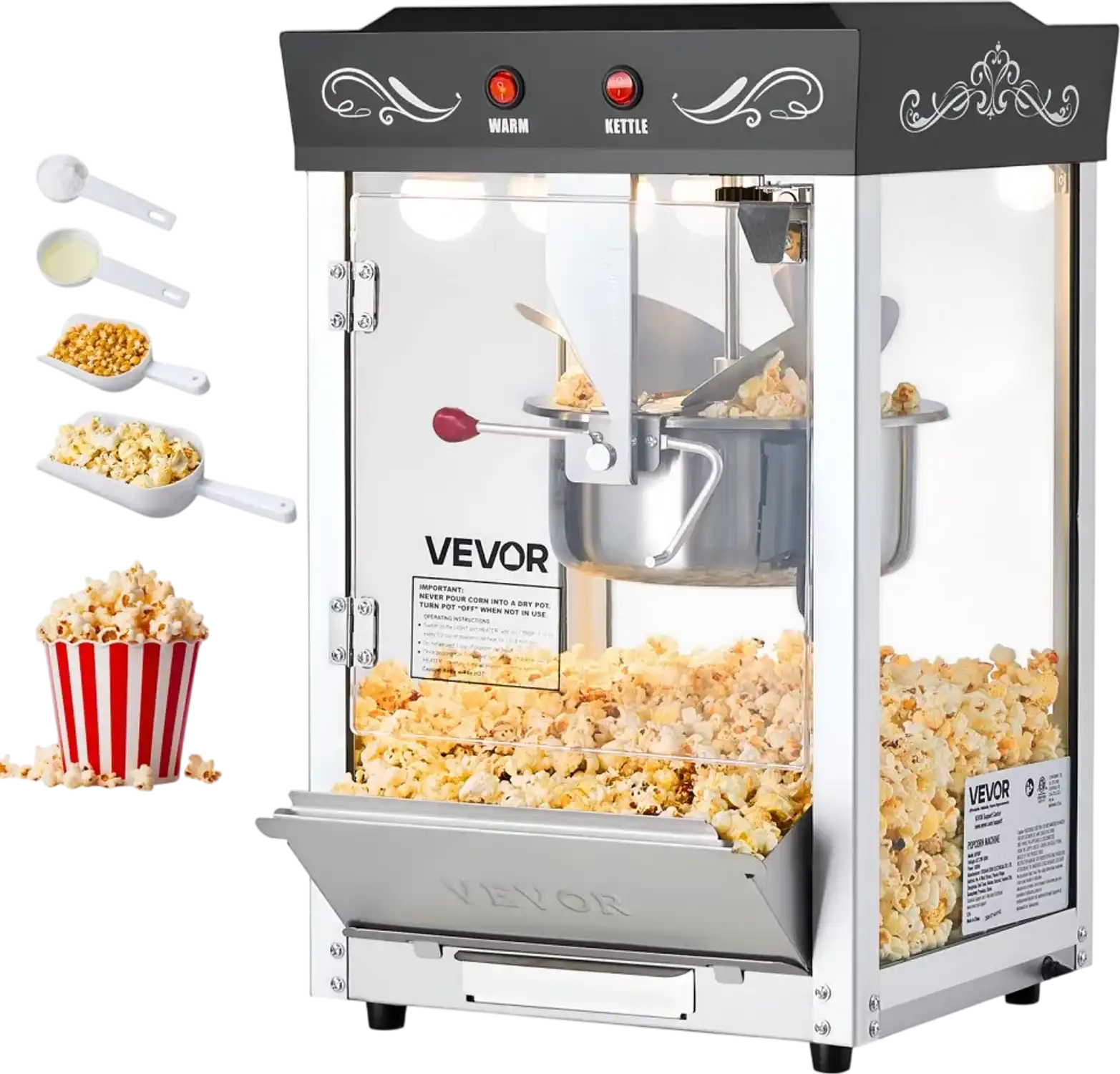 Vevor Popcorn Machine Countertop 8 oz 48 Cups Black New