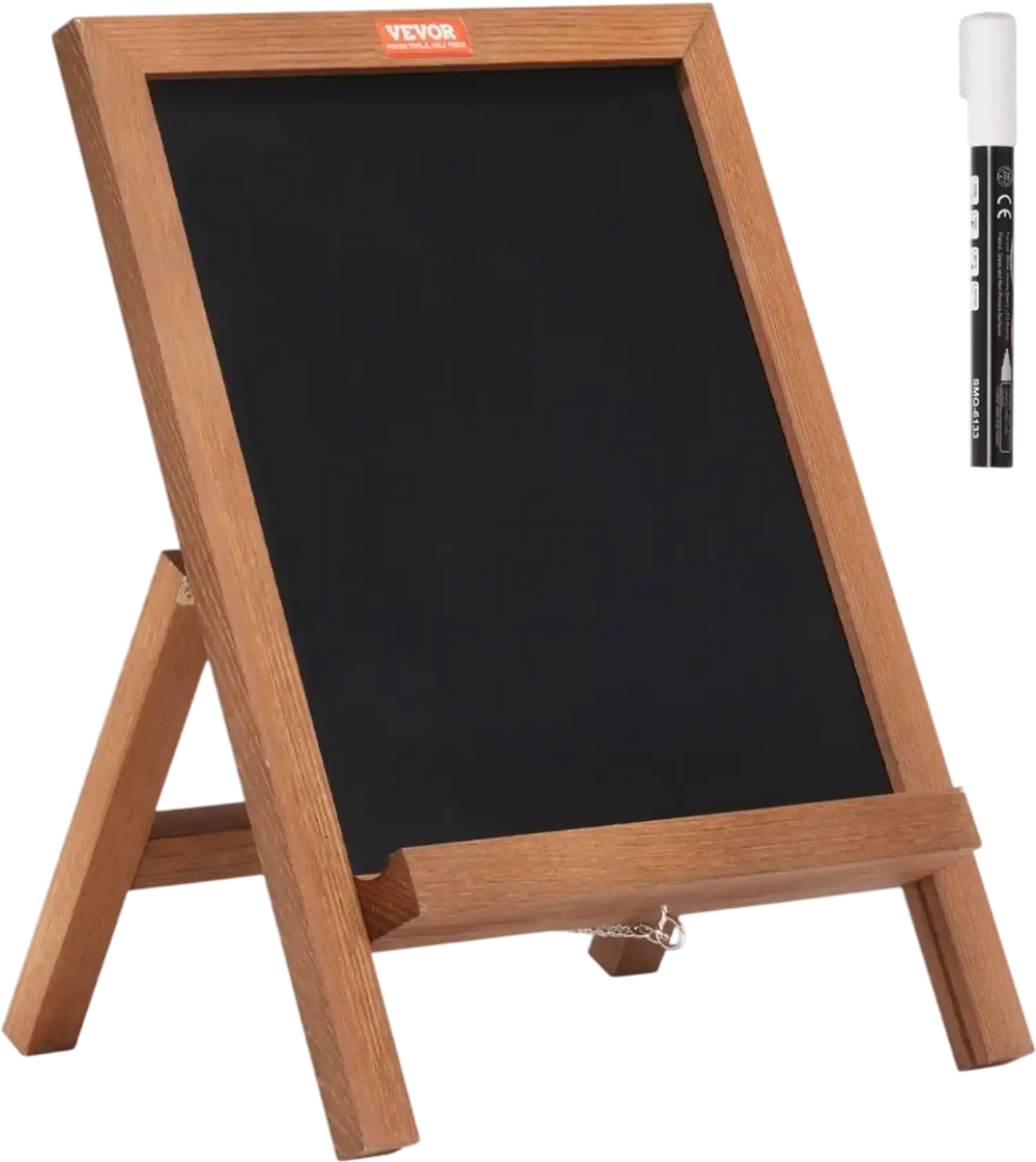 VEVOR Tabletop Chalkboard Sign, Message Signs with Chalks, Freestanding Framed Memo Board, Vintage Wooden Magnetic Chalk Board, Rustic Brown Chalk Boards, 10"x14", For Kitchen, Home Decor, and Wedding