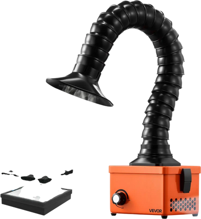 VEVOR Solder Fume Extractor, 40W Brushless Soldering Smoke Absorber with 2-Stage Filters & Adjustable Airflow, 80 m³/h Strong Suction Compact Desktop Smoke Extractor for Soldering DIY Welding