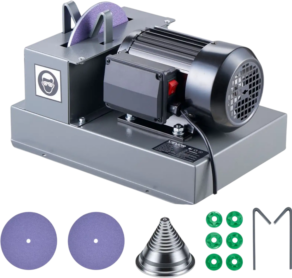 VEVOR Lawn Mower Blade Sharpener, 2/3HP Lawnmower Blade Grinder with 7" Ceramic Grinding Wheel  and Balancer, 30° or 40° Blade Sharpening Machine for High Lift, Low Lift, Gator & Flat Blades