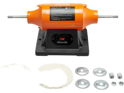 VEVOR 1/2HP Bench Buffer Polisher, 6-inch Bench Polishing Buffing Machine, 3450RPM Single Speed Benchtop Polisher with 2PCS Cloth Wheels & Cast Iron Base for Metal, Jewelry, Wood Polishing