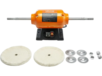 VEVOR 1/2HP Bench Buffer Polisher, 8-inch Bench Polishing Buffing Machine, 1725RPM/3450RPM Dual Speed Benchtop Polisher with 2PCS Cotton Wheels & Cast Iron Base for Metal, Jewelry, Wood Polishing