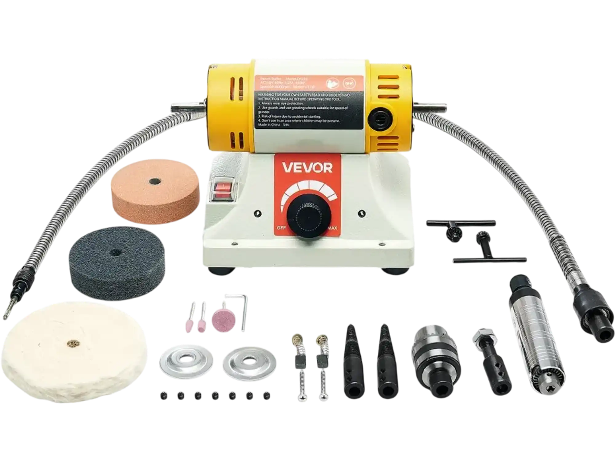 Vevor Bench Buffer Polisher 1/2HP 0-8000 RPM with 4