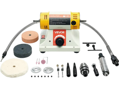 VEVOR Bench Buffer Polisher, 1/2HP Polishing Buffing Machine, 0 to 8000RPM Benchtop Polisher Grinder with 4