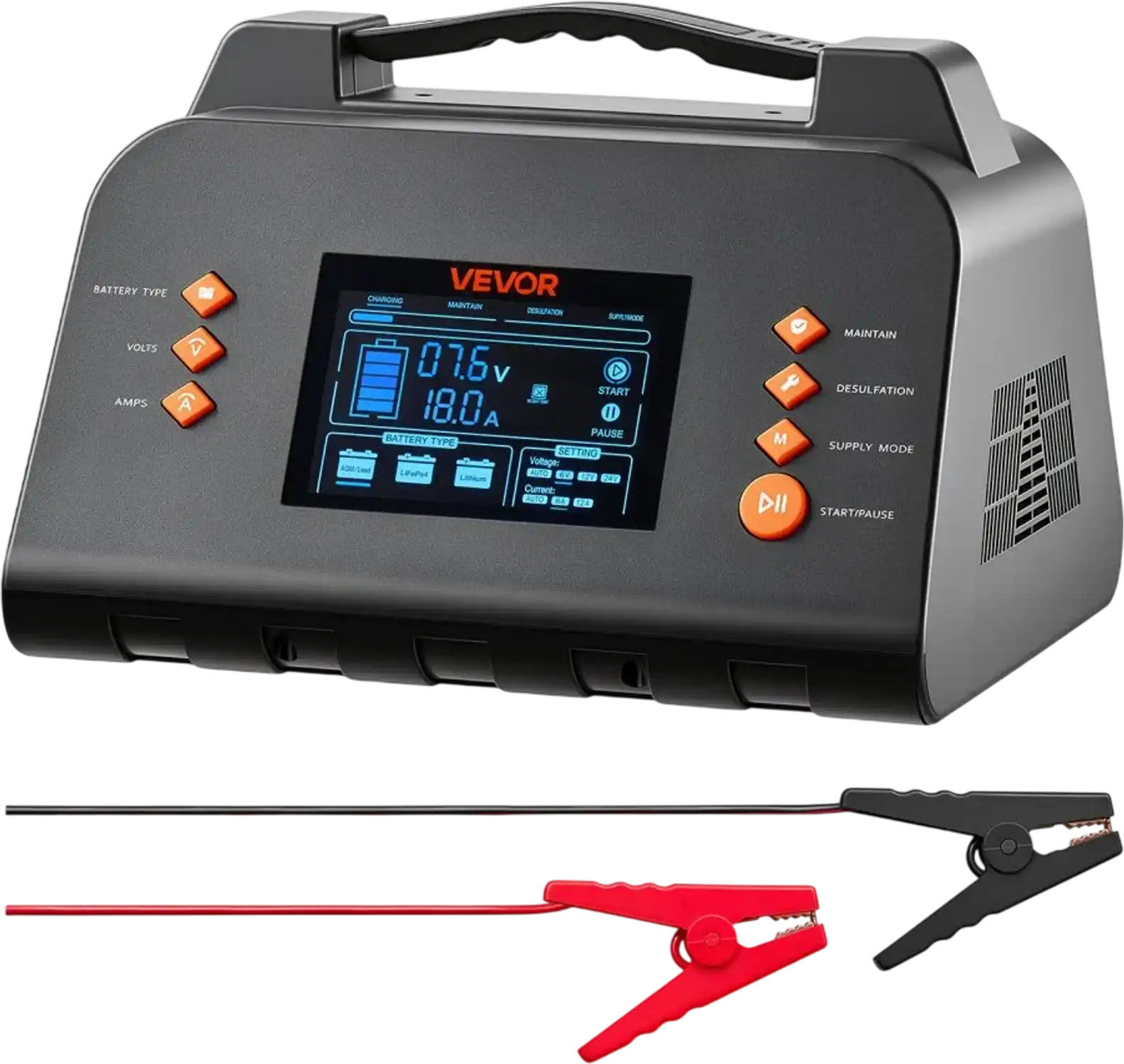 Vevor Battery Charger Smart 25A 6V 12V 24V Lithium LiFePO4 Lead-Acid New