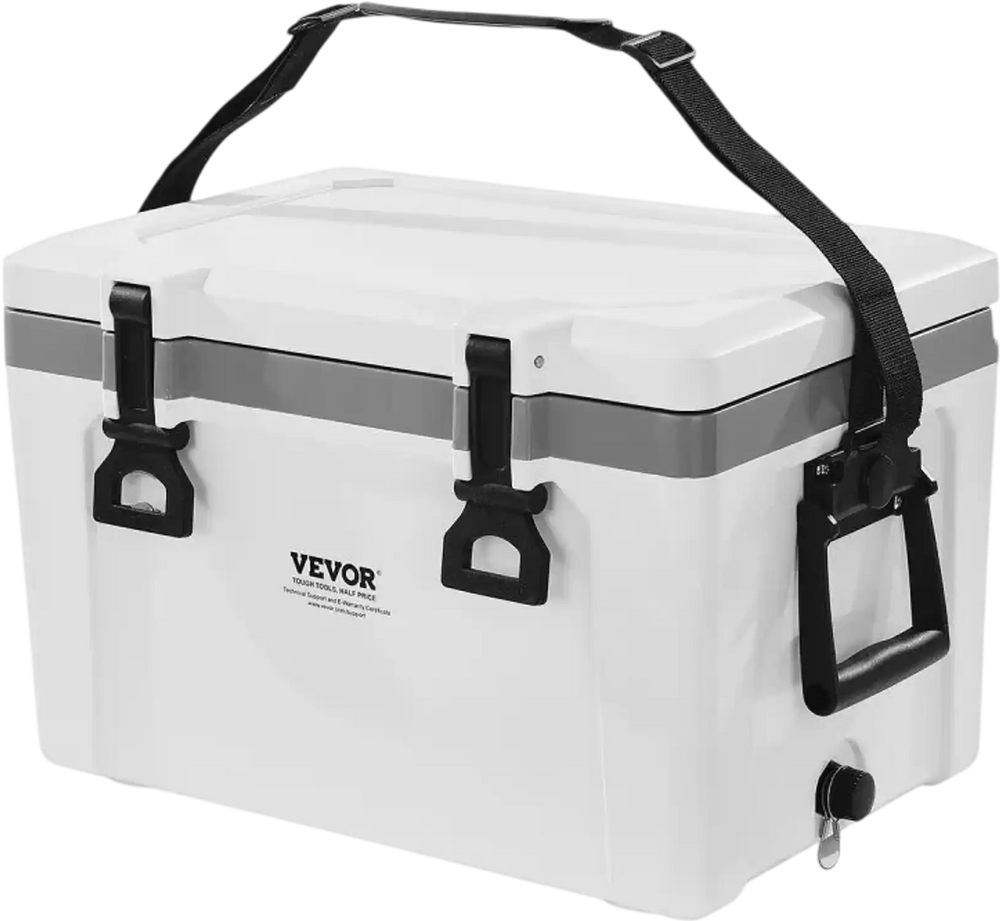 VEVOR Portable Cooler, 26 QT Hard Cooler with Ice Retention, Heavy-Duty Handles and Strap, Lightweight Rigid Material Insulated Portable Cooler, Suitable for Family Picnics and Short Trips