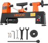 VEVOR Wood Lathe 1/3 HP 8" x 13" Mini Benchtop Wood Lathe Variable Speed, 150 to 3200 RPM, Woodworking Machine with Tool Rest, Wrenches, Feet, for Beginners DIY Enthusiasts Woodworking, Woodturning