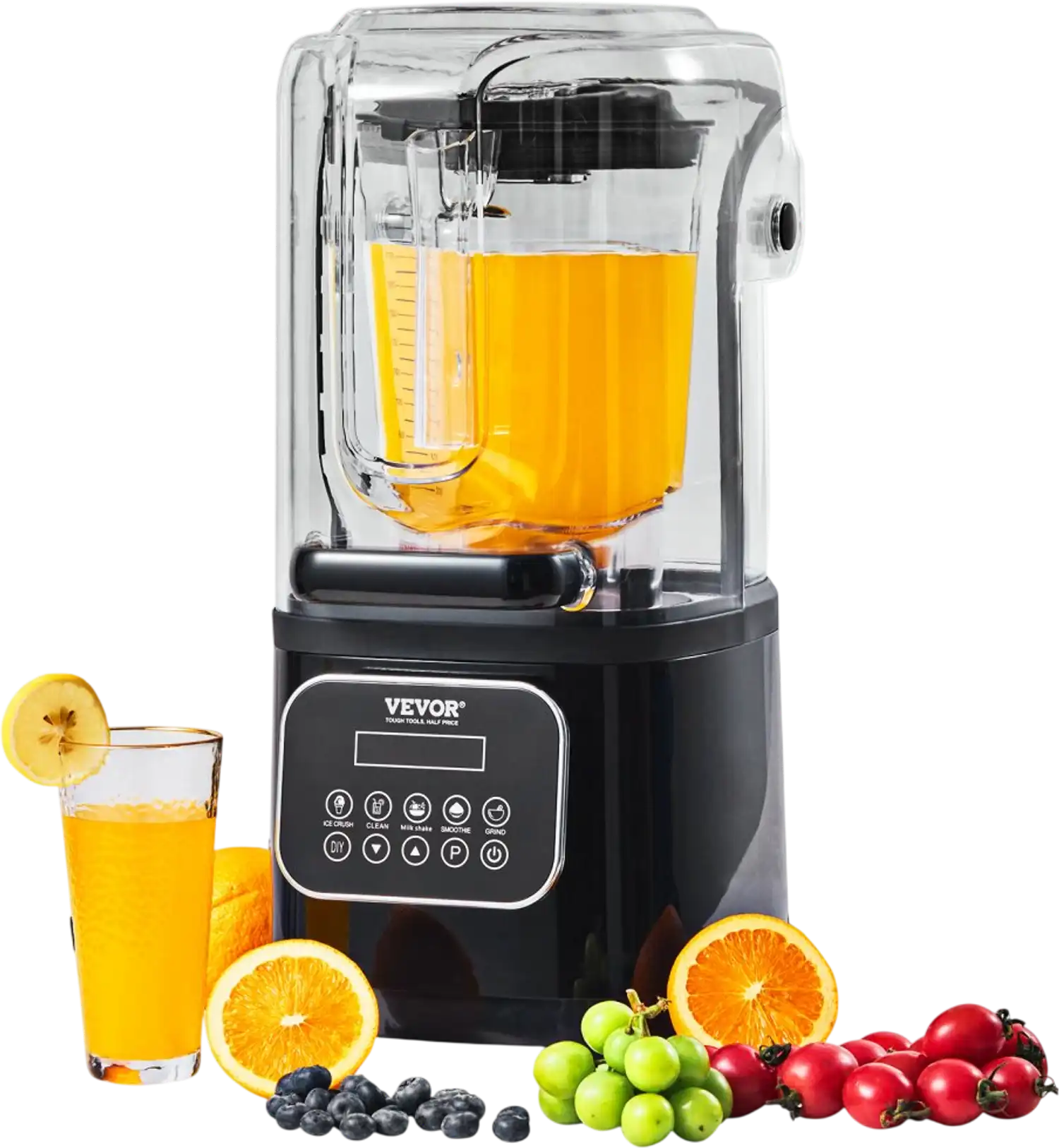 Vevor Blender Professional Countertop Blender with Shield 68 oz 9-Speed Black New
