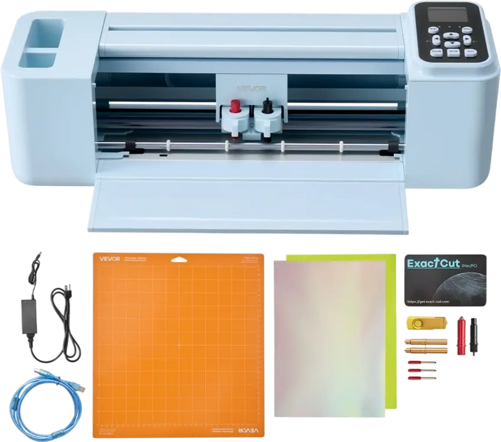 VEVOR Vinyl Cutting Machine, 12 in, Button and Screen Controlled Vinyl Cutter, 20000+ Built-in Design Resources, Compatible with Mac, Windows, Android and iOS, for Creating Customized Crafts Cards