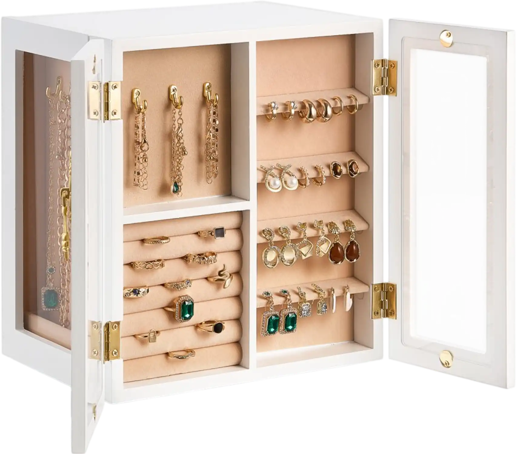 Vevor Jewelry Box 360° Rotating Organizer with 5 Drawers White New