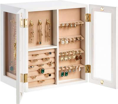 Vevor Jewelry Box 360° Rotating Organizer with 5 Drawers White New