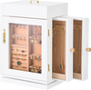 VEVOR Jewelry Box, 360° Rotating Jewelry Organizer with Magnetic Door, Acrylic Window and Built-in 4 Necklace Hooks, Spacious Storage Case with Metal Handles, Bottom Pad and Soft Flannel Lining, White