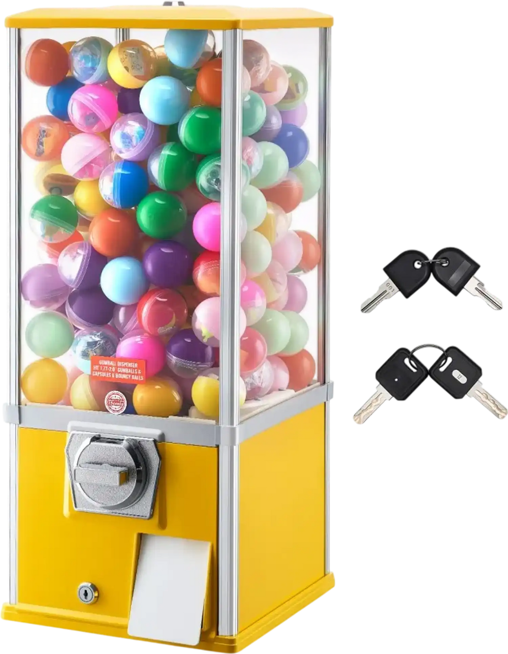 VEVOR Gumball Machine, 25 inch Height Candy Vending Machine Dispenser, 25-Cent Vending Machines for Shopping Malls, Supermarkets, Amusement Parks, Arcades, Holds Up to 230 1.77 inch Spherical Candies