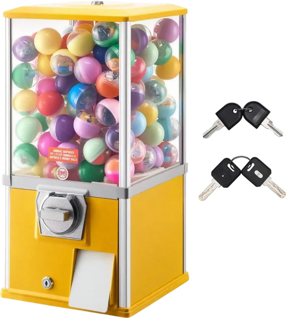 VEVOR Gumball Machine, 21 inch Height Candy Vending Machine Dispenser, 25-Cent Vending Machines for Shopping Malls, Supermarkets, Amusement Parks, Arcades, Holds Up to 180 1.77 inch Spherical Candies
