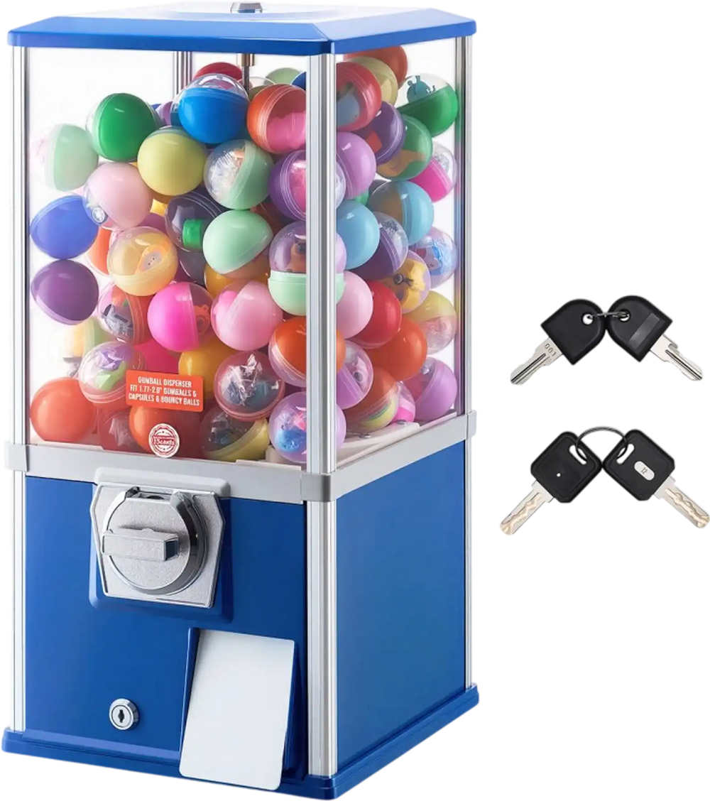 VEVOR Gumball Machine, 21 inch Height Candy Vending Machine Dispenser, 25-Cent Vending Machines for Shopping Malls, Supermarkets, Amusement Parks, Arcades, Holds Up to 180 1.77 inch Spherical Candies