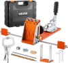 VEVOR Pocket Hole Jig Kit, 1/2 to 1-1/2 in Adjustable, Jig Pocket Hole System with Toolcase, C-Clamp, Step Drill, Hex Wrench, Drill Stop Ring, Square Drive Bit, Reinforced Metal Frame, for Woodworking
