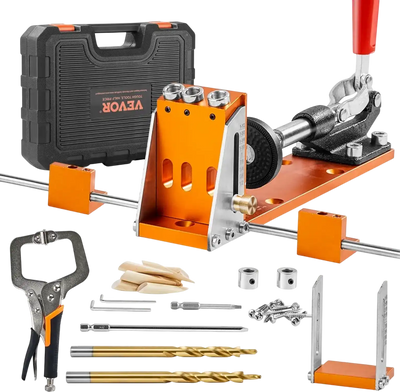 VEVOR Pocket Hole Jig Kit, 34 Pcs Pocket Hole Jig System with 11